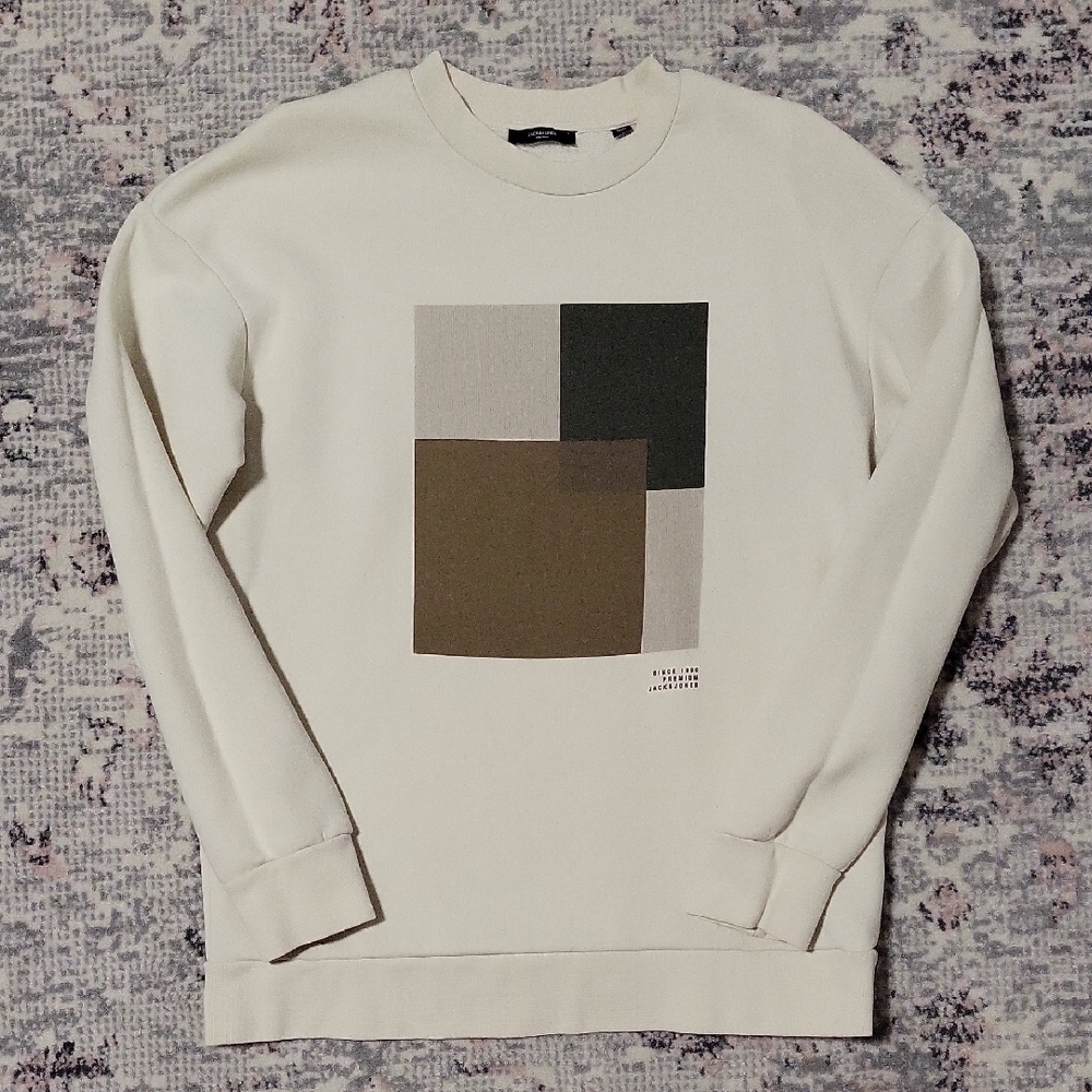 Jack & Jones Cream and Brown Sweatshirt Classic Crewneck